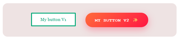 Two buttons with very different styling, demonstrating how scoped registries allow different custom element definitions with the same tag name.