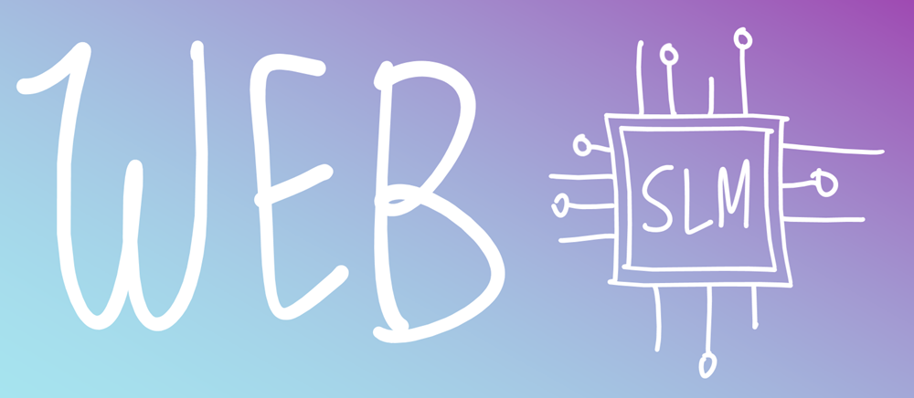 Hand drawing showing the words Web and SLM, with SLM being in a computer chip