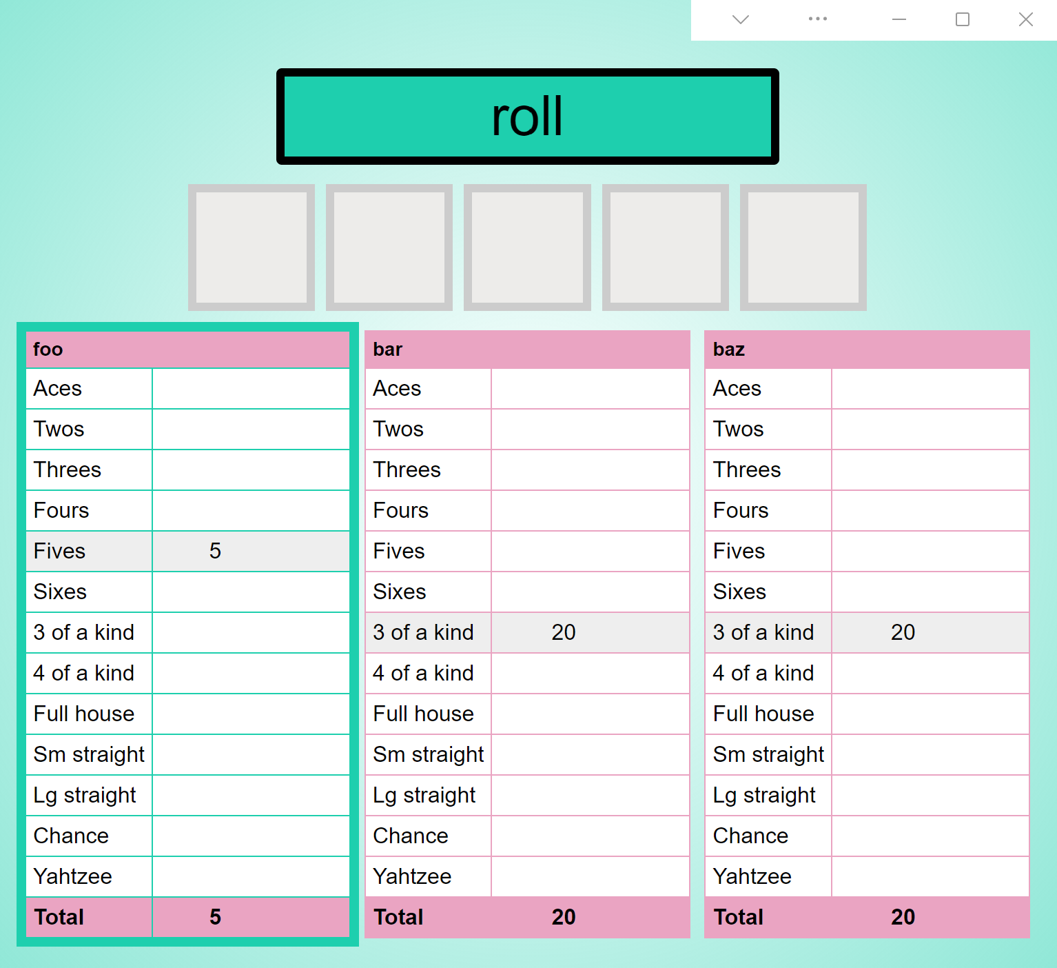 thumbnail of the Yahtzee PWA sample app