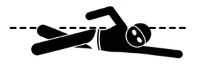 Diagram of a person swimming in a pool with swim lanes